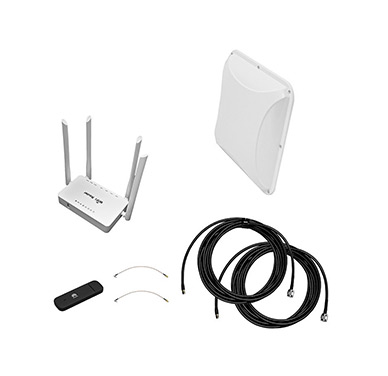 Усилитель интернет сигнала Дача-Стандарт 2x2 (Роутер WiFi, модем, кабель 2х5м, антенна 3G/4G 2x15дБ)