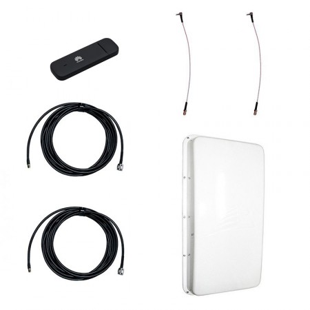 Модем Huawei E3372 с внешней 3G/4G-антенной MIMO 2 х 15 дБ и ВЧ-кабелями по 5м фото 1