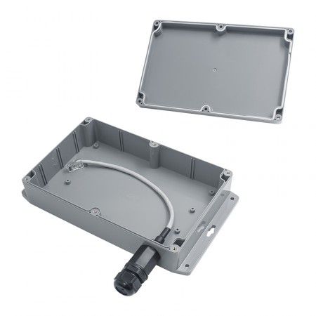 Корпус 220x145x55 мм, IP65, ABS пластик, тёмно-серый, с фланцами и гермовводом RJ-45 фото 4