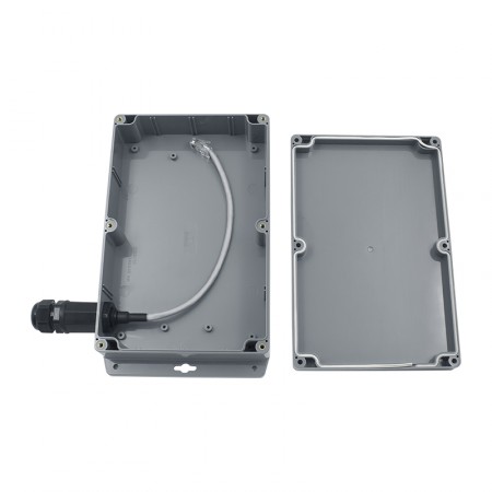 Корпус 220x145x55 мм, IP65, ABS пластик, тёмно-серый, с фланцами и гермовводом RJ-45 фото 5