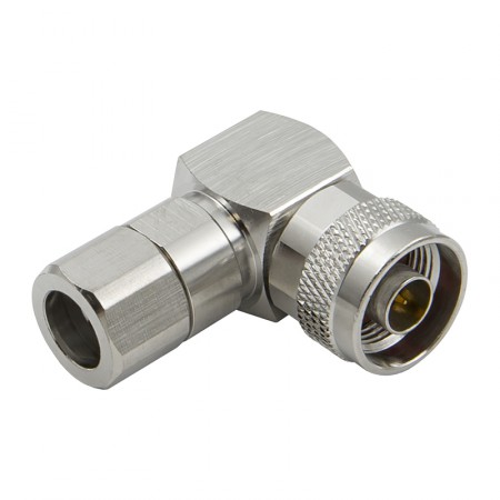 Разъём N-122C/8D (N-male, угловой, прижимной, на кабель 8D, цанга) фото 2